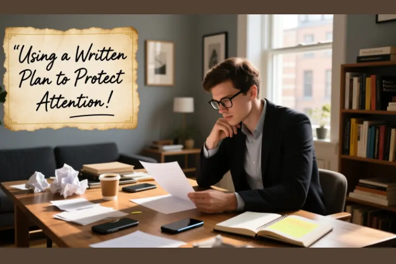 using a written plan to protect attention