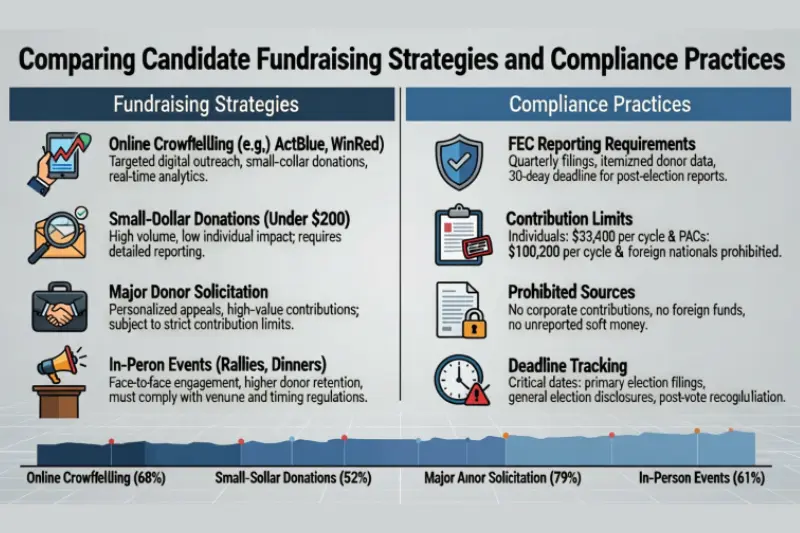 comparing candidate fundraising strategies and compliance practices